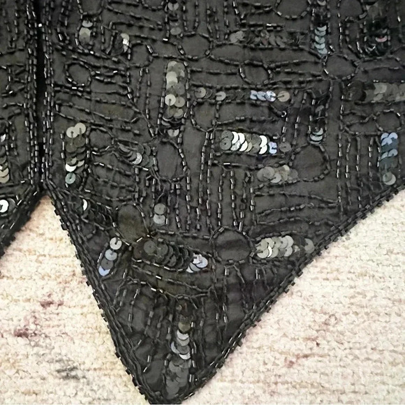 NWT vintage black sequin vest size small - Picture 4 of 6